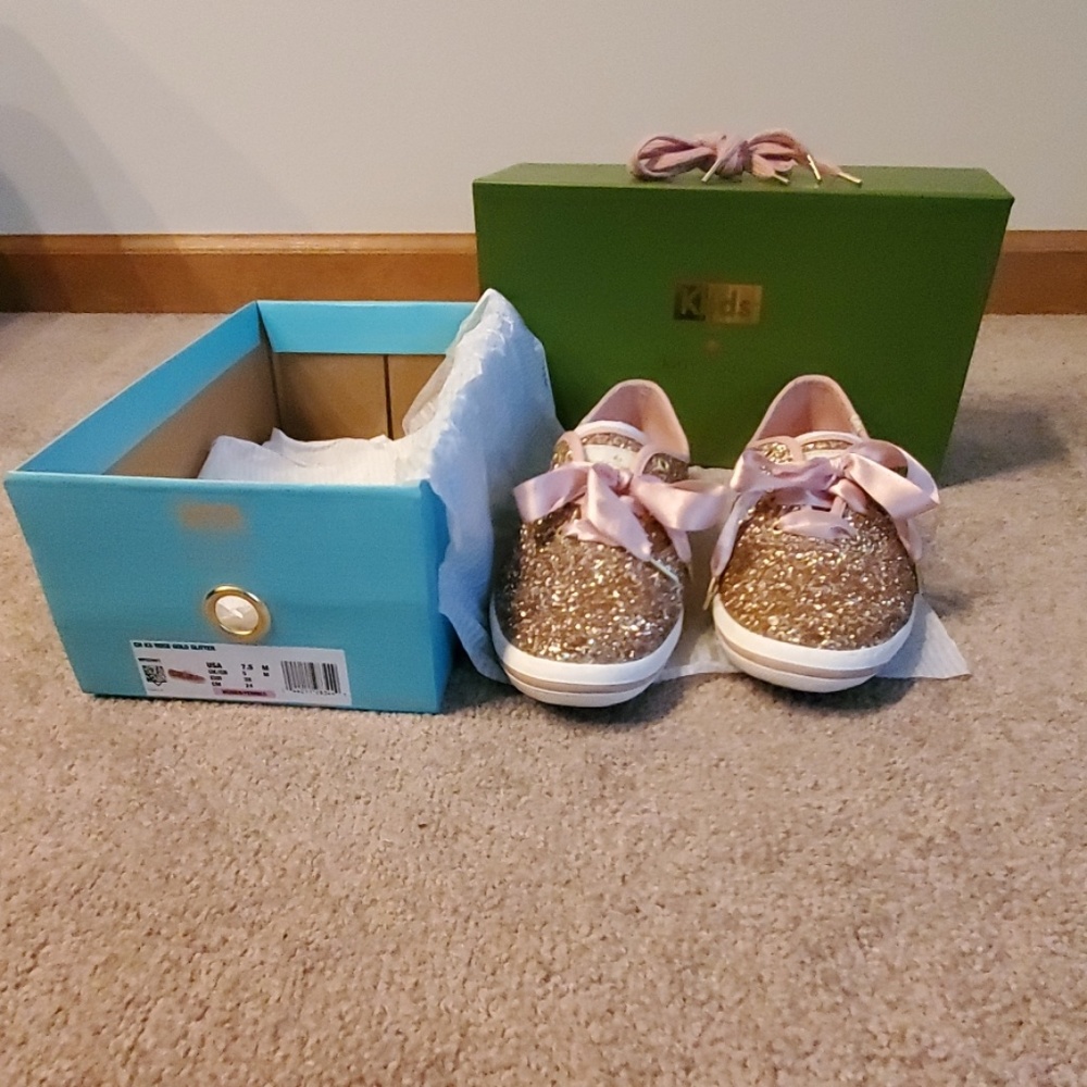 Kate Spade Keds Rose Gold Glitter Shoes